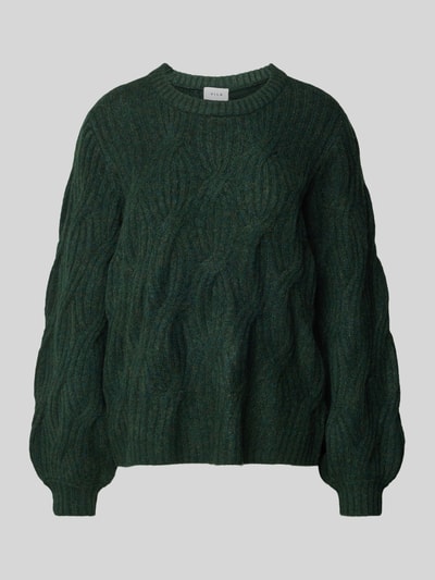 Vila Gebreide pullover met kabelpatroon, model 'ELLA' Blauw - 2