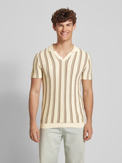 Blend Slim fit poloshirt met ribboorden, model 'BHAMOS' Zand - 4