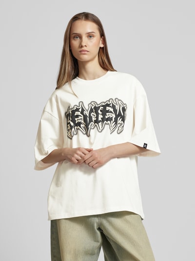 Review Oversized T-shirt met labelprint Offwhite - 4