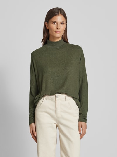 Soyaconcept Sweter z dzianiny ze stójką model ‘BIARA’ Khaki melanż 4