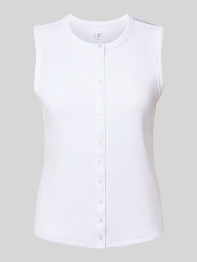 GAP Top na ramiączkach z prążkowaniem i listwą guzikową Biały 2