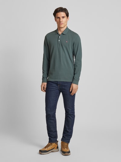 Napapijri Regular fit poloshirt met labelstitching, model 'EALIS' Kaki - 1