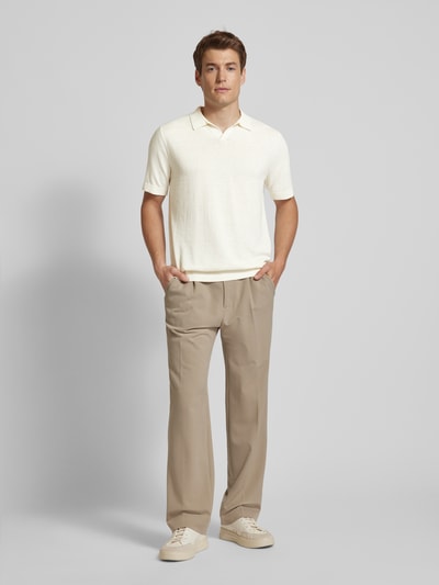 SELECTED HOMME Slim Fit Leinen-Poloshirt mit Umlegekragen Modell 'LAKE' Offwhite 1