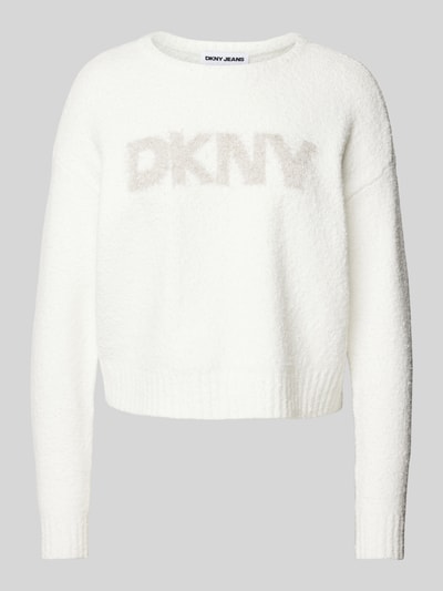 DKNY Gebreide pullover met labelprint Offwhite - 2