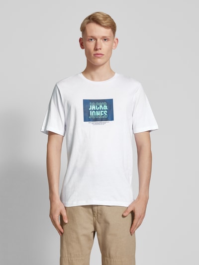 Jack & Jones T-shirt z nadrukiem z logo model ‘HUDSON’ Biały 4