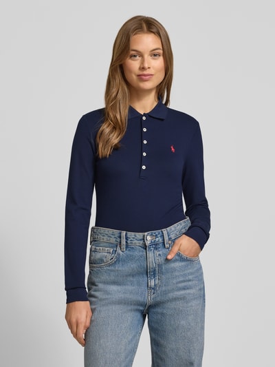 Polo Ralph Lauren Slim Fit Poloshirt mit Label-Stitching Modell 'JULIE' Dunkelblau 4