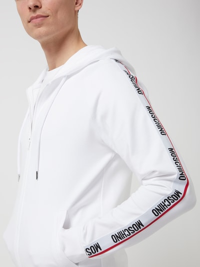 Moschino Swim + Underwear Sweatjacke mit Logo-Streifen Weiss 3