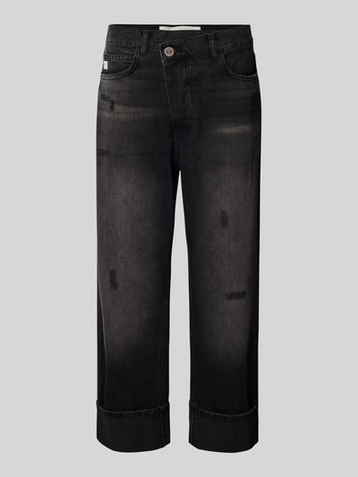 Goldgarn Jeansy o kroju straight fit z asymetrycznym pasem model ‘CROSSFIT’ Czarny 2