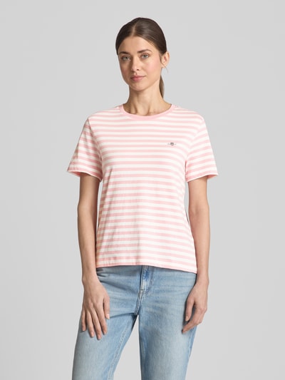 Gant T-Shirt mit Label-Stitching Pink 4