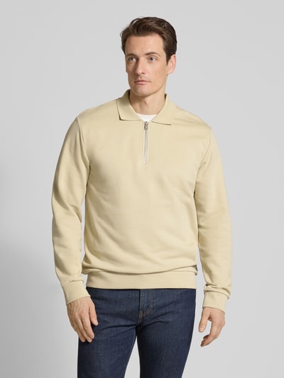Lindbergh Sweatshirt mit Polokragen und Reißverschluss Sand 4