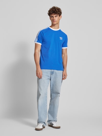 adidas Originals T-shirt met labelstitching, model '3-STRIPES' Blauw - 1