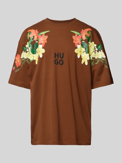 HUGO Oversized T-Shirt mit Label-Print Modell 'Diblostee' Mittelbraun 2