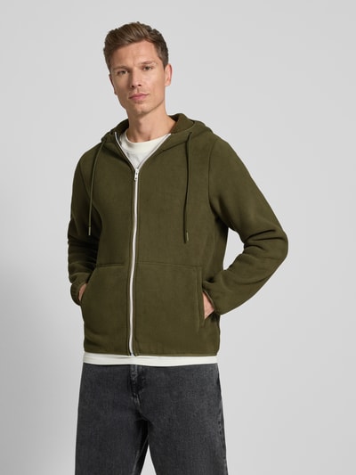 Blend Fleecejack met capuchon, model 'FROST' Olijfgroen - 4