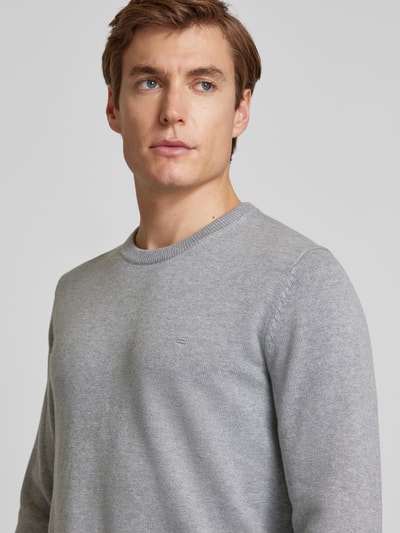 Christian Berg Men Strickpullover mit Woll-Anteil und Rundhalsausschnitt Hellgrau Melange 3