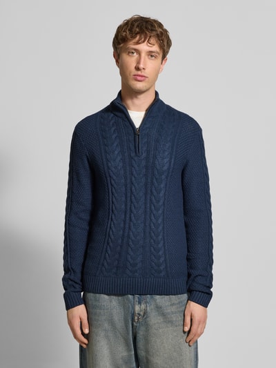 Blend Strickpullover mit Reißverschluss Modell 'BASIM' Marine 4
