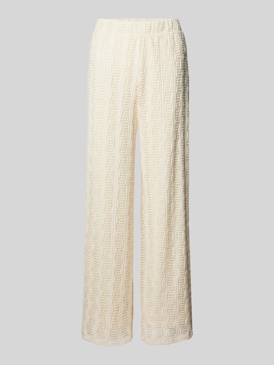 Vila Wide Leg Stoffhose mit Strukturmuster Modell 'LUMENA' Offwhite 1