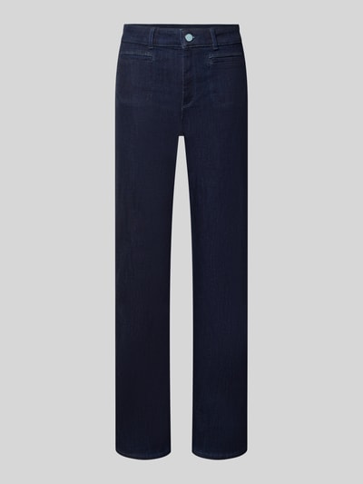 Produktfoto, granatowe proste jeansy Straight Fit Jeans aus Baumwoll-Mix von Christian Berg Woman, elastyczna mieszanka bawełny, wpuszczane kieszenie, kieszenie z tyłu, zapięcie na guzik i zamek błyskawiczny, Szerokość w rozmiarze 36/32: 39 cm, Długość wewnętrzna nogawki: 80 cm