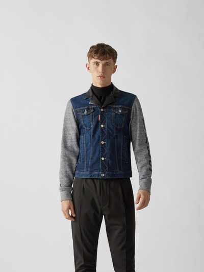 Dsquared2 Jeansjacke mit Material-Mix Dunkelblau 4