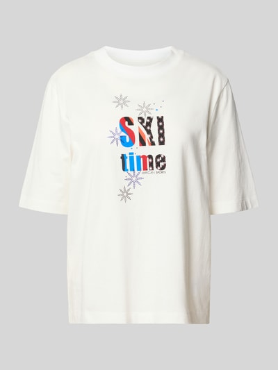 Marc Cain T-shirt van puur katoen met statementprint Offwhite - 2
