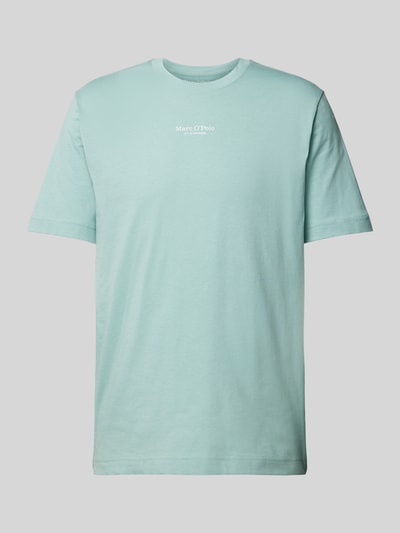 Marc O'Polo T-shirt met labelprint Oceaanblauw - 2