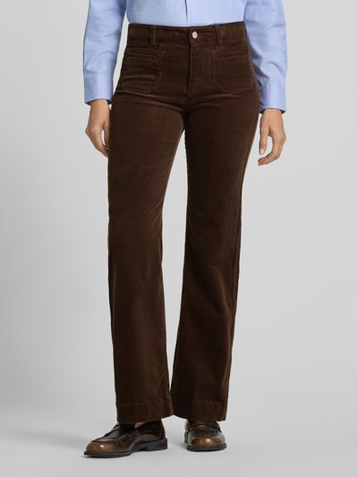 Christian Berg Woman Corduroy broek met opgestikte sierstrookzakken Middenbruin - 4