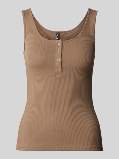 Pieces Tanktop in Ripp-Optik Taupe 2