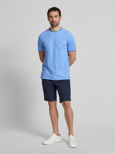 Fynch-Hatton T-shirt met labelstitching Koningsblauw - 1