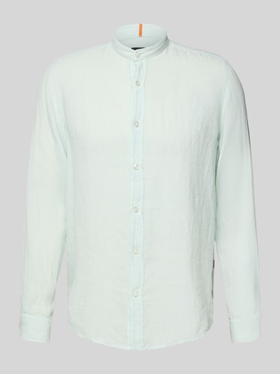 BOSS Orange Regular fit linnen overhemd met opstaande kraag, model 'Race' Lindegroen - 2