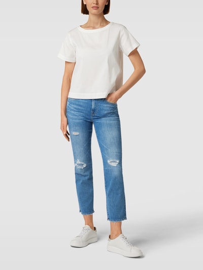 7 For All Mankind Straight Fit Cropped Jeans mit Destroyed-Effekten Blau 1