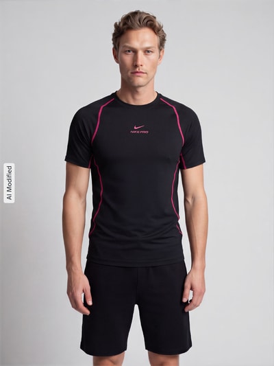 Nike Training Slim Fit Sport-T-Shirt mit Label-Print Modell 'Pro' Black 4