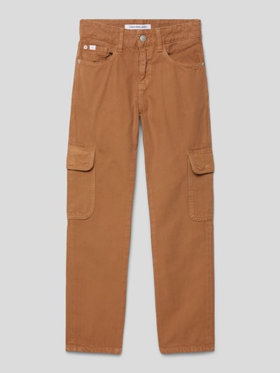 Calvin Klein Jeans Regular fit broek met labelpatch, model 'UTILITY' Cognac - 1