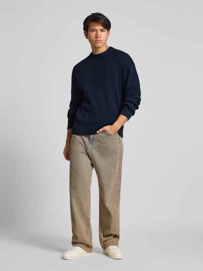 Calvin Klein Jeans Oversized Strickpullover mit gerippten Abschlüssen Marine 1