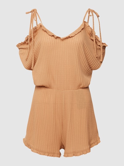 Pieces Playsuit mit Strukturmuster Modell 'BREEZE' Camel 2