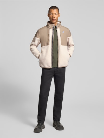 K-WAY Regular Fit Fleecejacke mit Stehkragen Modell 'SIXTE 4.0 ORSETTO' Beige 1