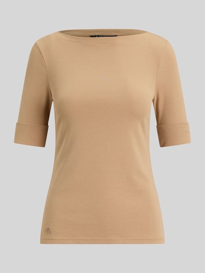 Lauren Ralph Lauren Slim fit t-shirt van katoenmix model 'JUDY' Camel - 2