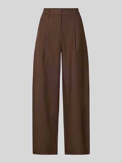 Produktfoto, braune Slim Fit Anzughose mit Viskose-Anteil Modell 'BOSELLA' von PIECES, glatte Textur, klare Nähte, Damen Anzughose.