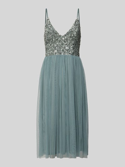 LACE & BEADS Sukienka koktajlowa z cekinowym obszyciem Średnioszary 2