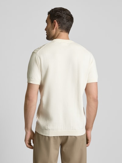 Lindbergh T-Shirt in Strick-Optik mit Zopfmuster Offwhite 5