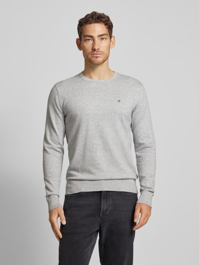 CK Calvin Klein Sweter z dzianiny z wyhaftowanym logo Jasnoszary 4