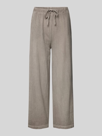 ZABAIONE Wide leg broek met tunnelkoord, model 'Cl44arissa' Taupe - 2