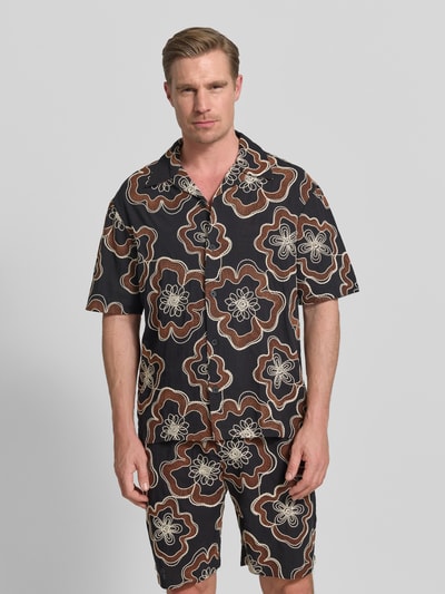 Antony Morato Freizeithemd mit floralem Allover-Stitching Modell 'Dova' Black 4