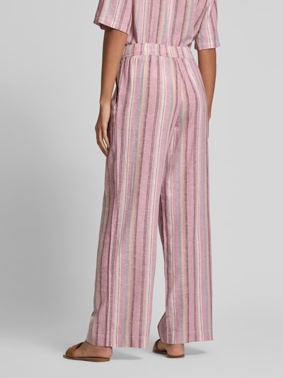 Jake*s Casual Wide Leg Stoffhose aus Leinen-Baumwoll-Mix Mauve 5