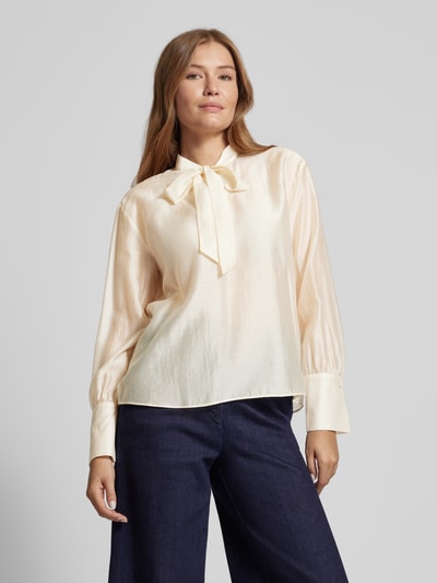 Stefanel Regular fit blouse met strikdetail Ecru - 4