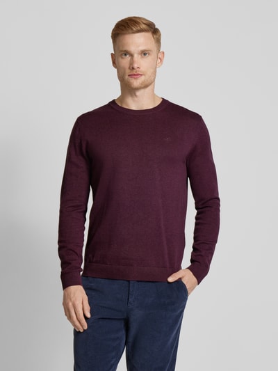 Tom Tailor Strickpullover mit Label-Stitching Modell 'BASIC' Bordeaux 4