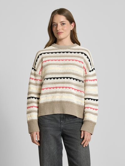 Jake*s Casual Strickpullover mit Lochmuster Mud 4