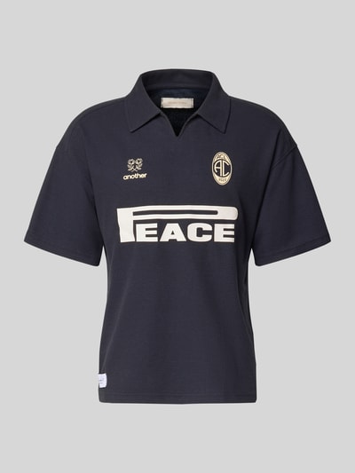 ANOTHER COTTON LAB Regular Fit Poloshirt aus Waffel-Piqué Modell 'Peace' Dunkelblau 2