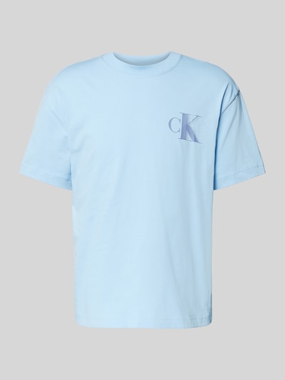 Calvin Klein Jeans T-shirt met labelprint en ronde hals Lichtblauw - 2