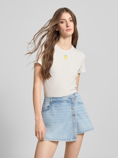 Only Regular fit T-shirt in riblook, model 'DANIELLA' Offwhite - 4