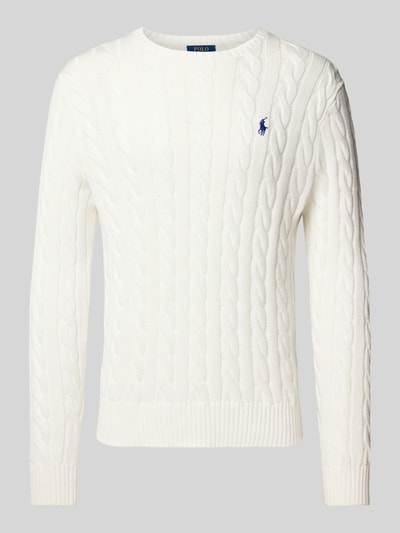Polo Ralph Lauren Gebreide pullover met kabelpatroon, model 'DRIVER' Wit - 2