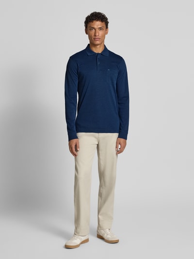 Christian Berg Men Regular fit poloshirt in design met lange mouwen Donkerblauw - 1